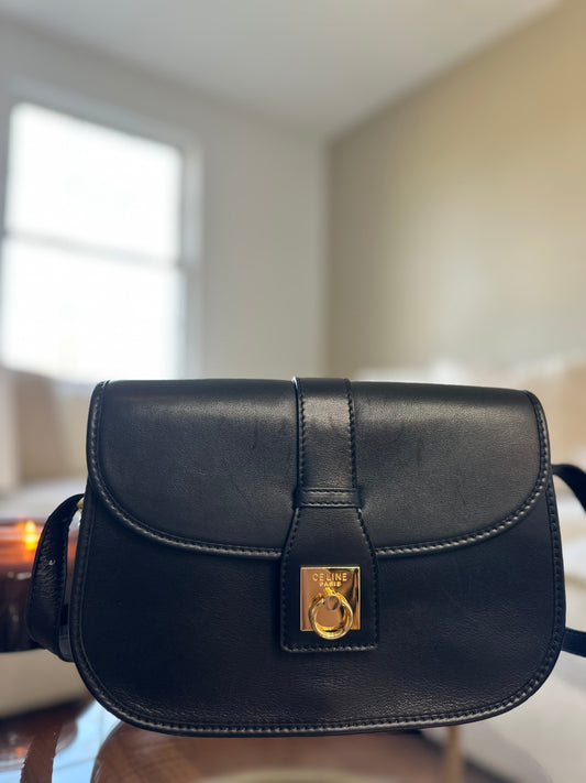 Celine Black Leather Shoulder Bag